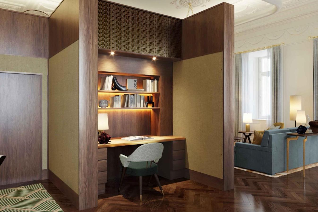 Hotel Rosewood Vienne Extérieur photo A work space in a hotel room